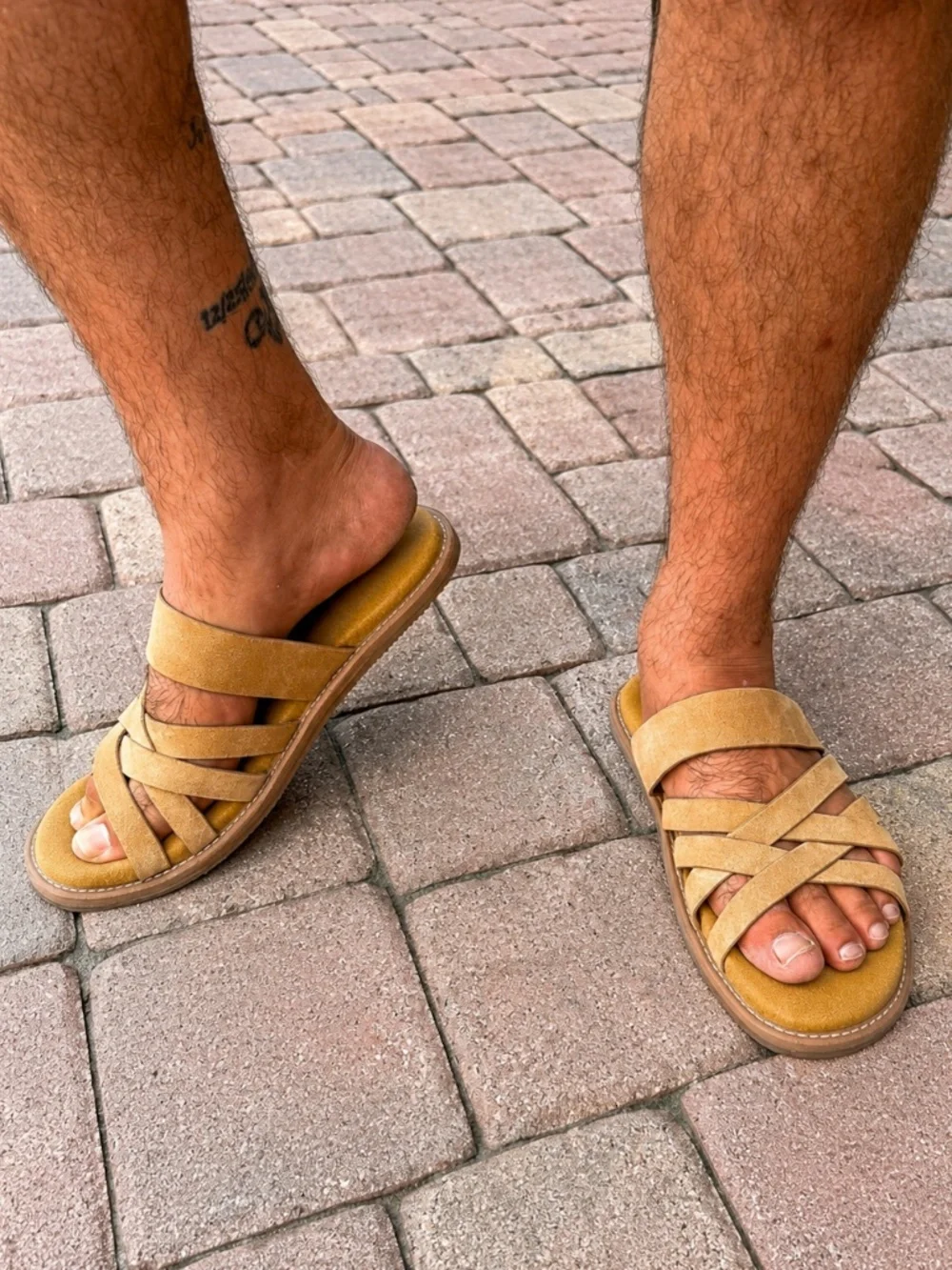 ALDO Haniffa Leather Cross Strap Slide Sandals Men’s 10